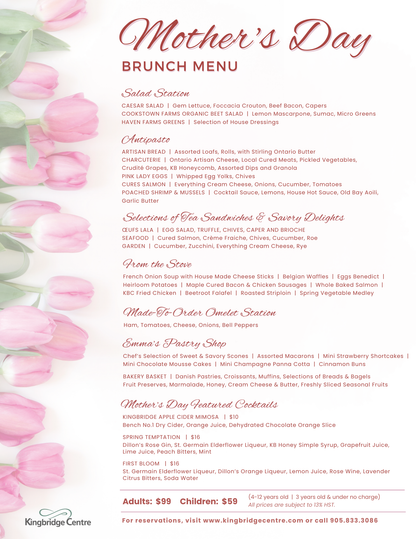 MOTHER'S DAY BRUNCH AT THE KINGBRIDGE CENTRE